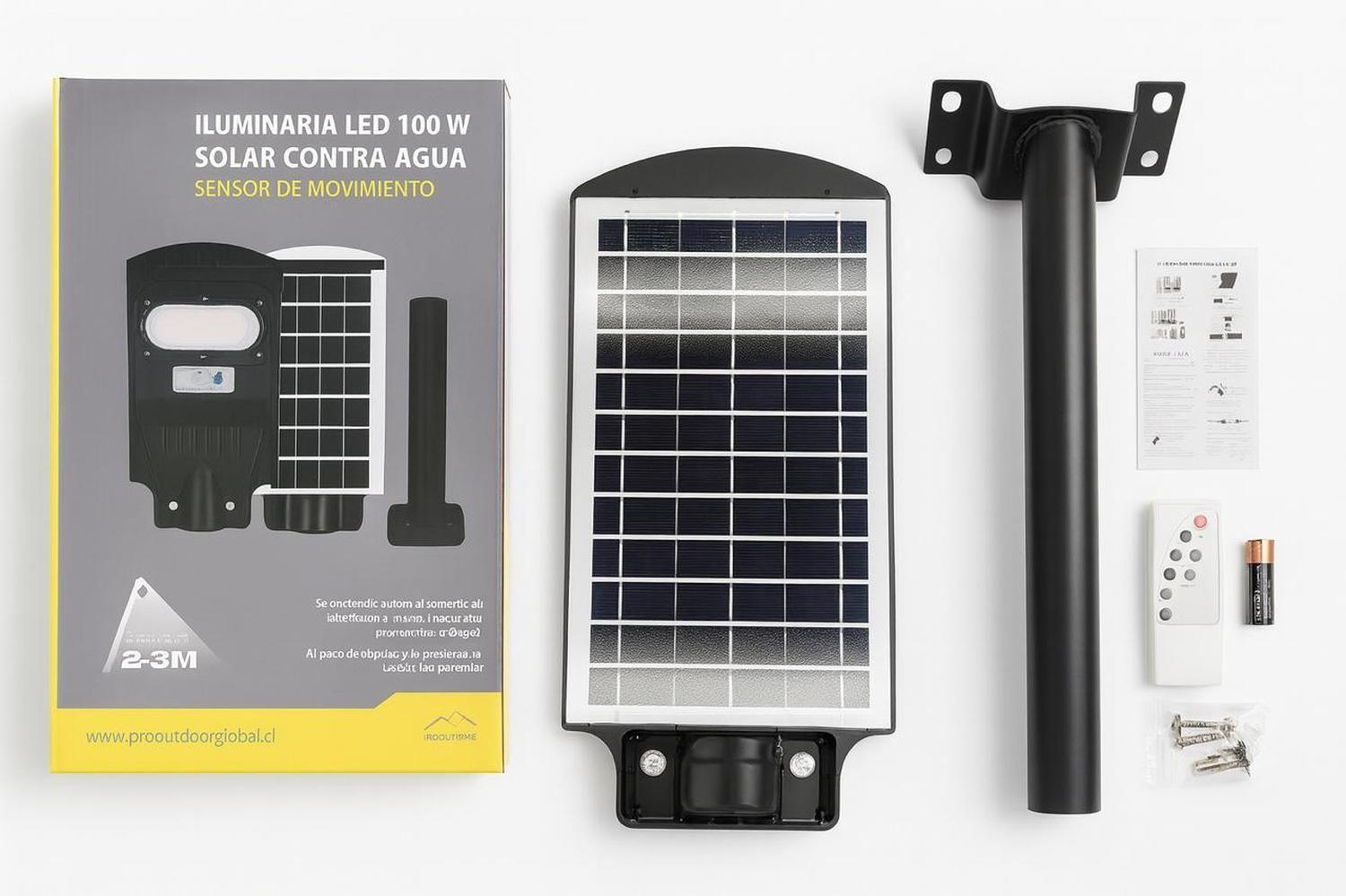 Pack 2 Luminaria Led 100 W Solar Contra Agua-3
