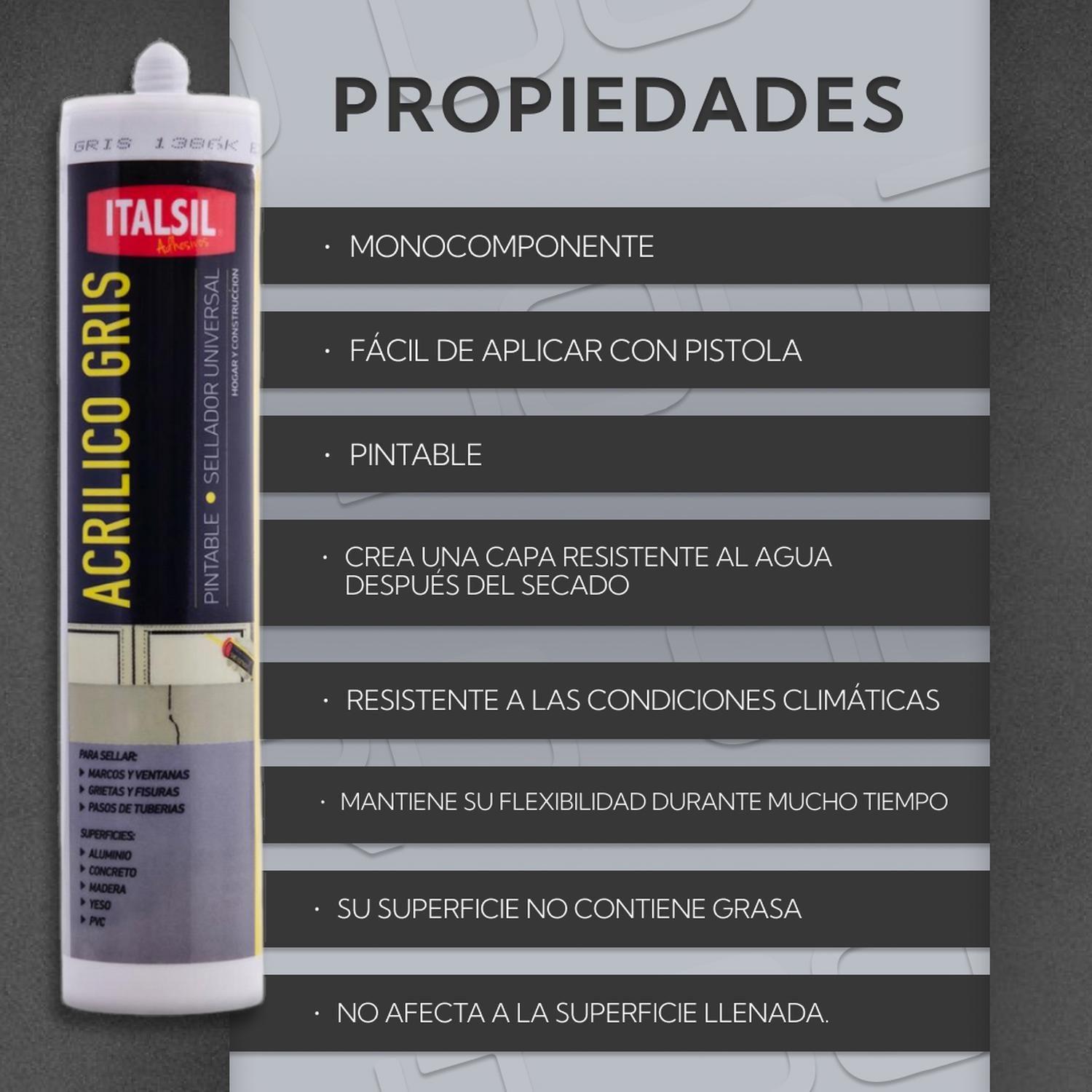 Sellador Acrílico Pintable Gris ITALSIL-2
