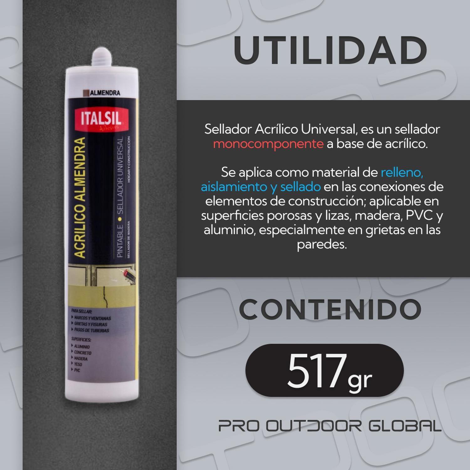 Sellador Acrílico Pintable Gris ITALSIL-3