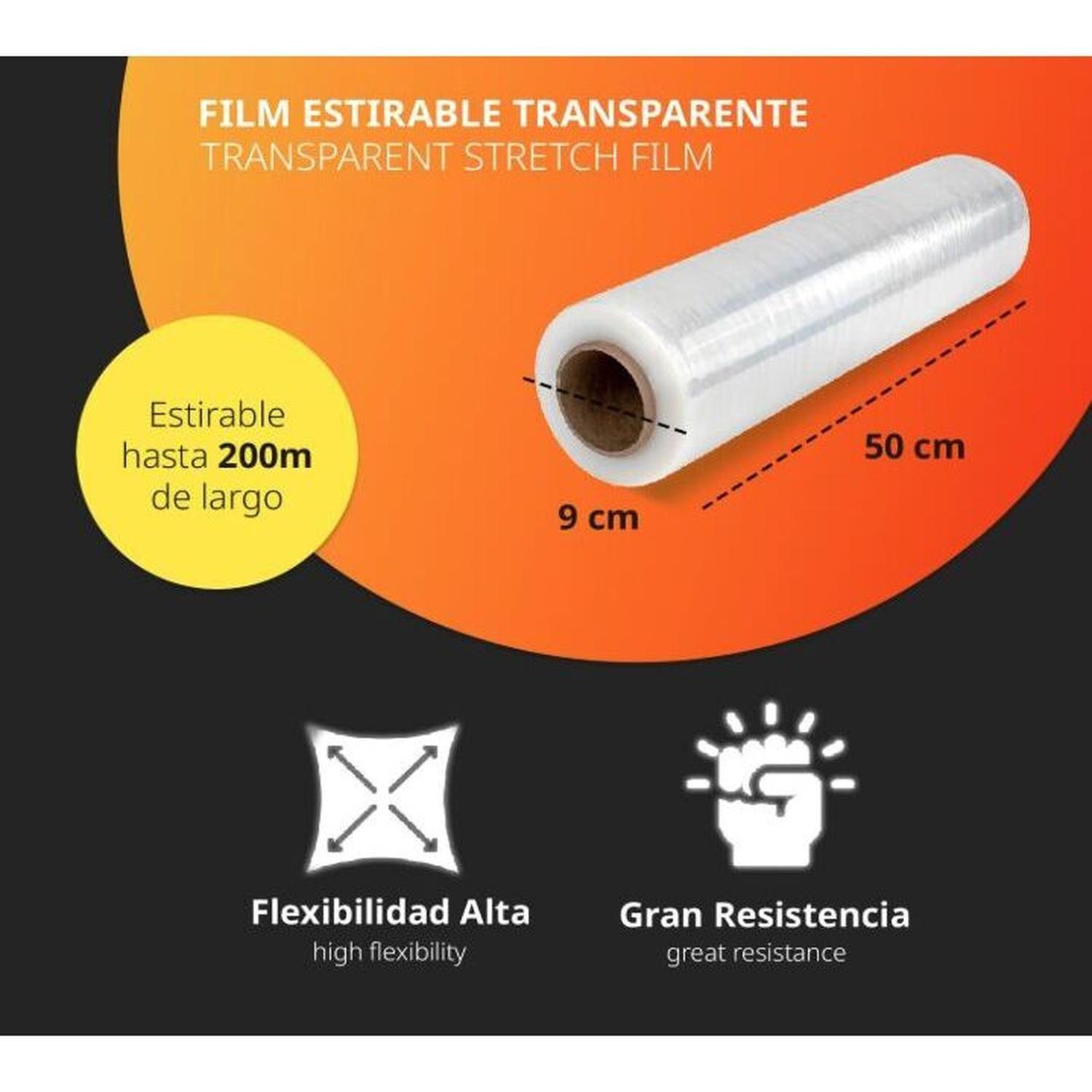 Rollo de Film Embalaje Transparente Plástico Stretch Paletizador Alusa-5