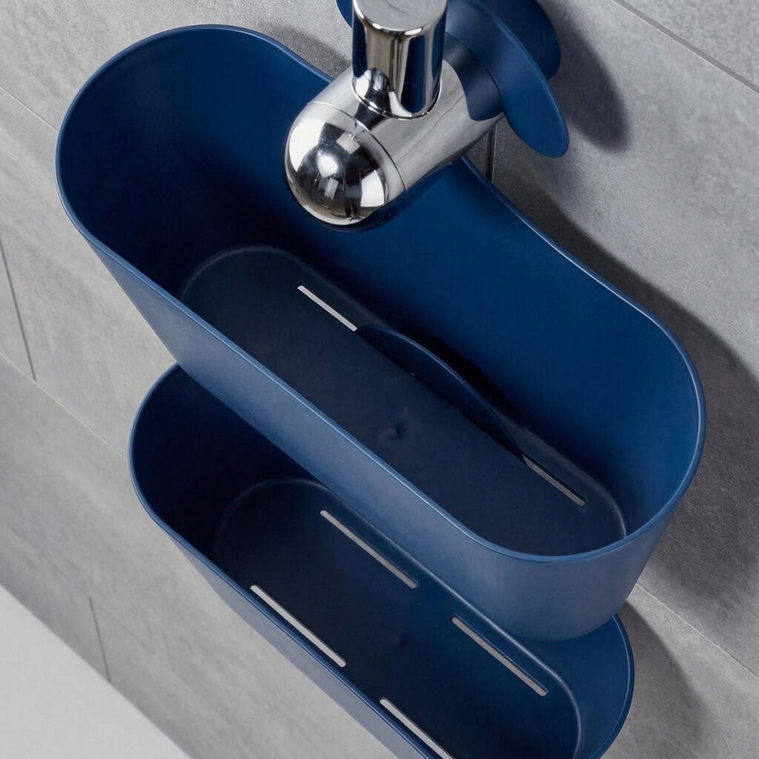 Canasto Plástico Baño Azul-4