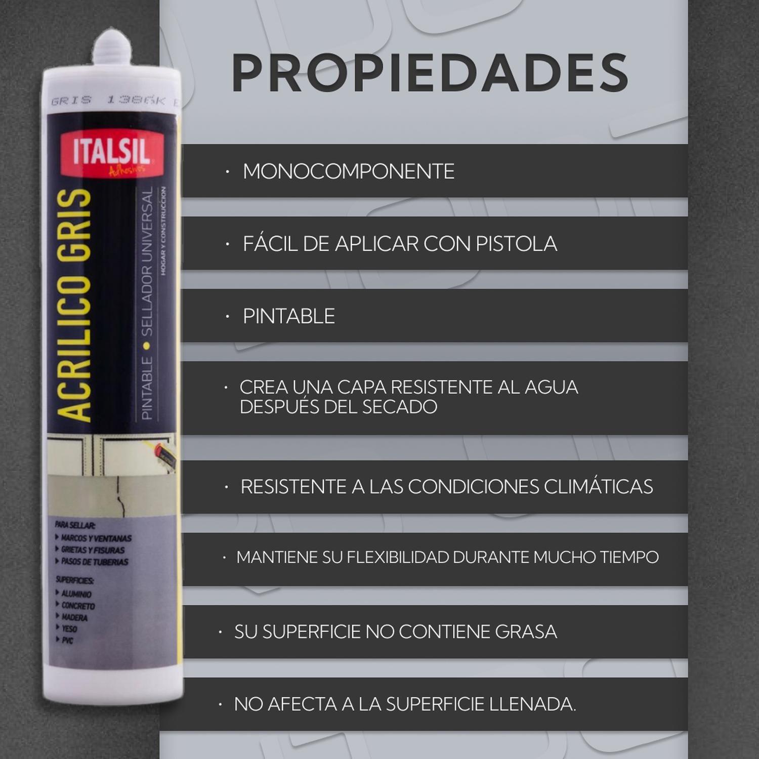 Caja 24 Unidades Sellador Acrílico Pintable Blanco ITALSIL-2