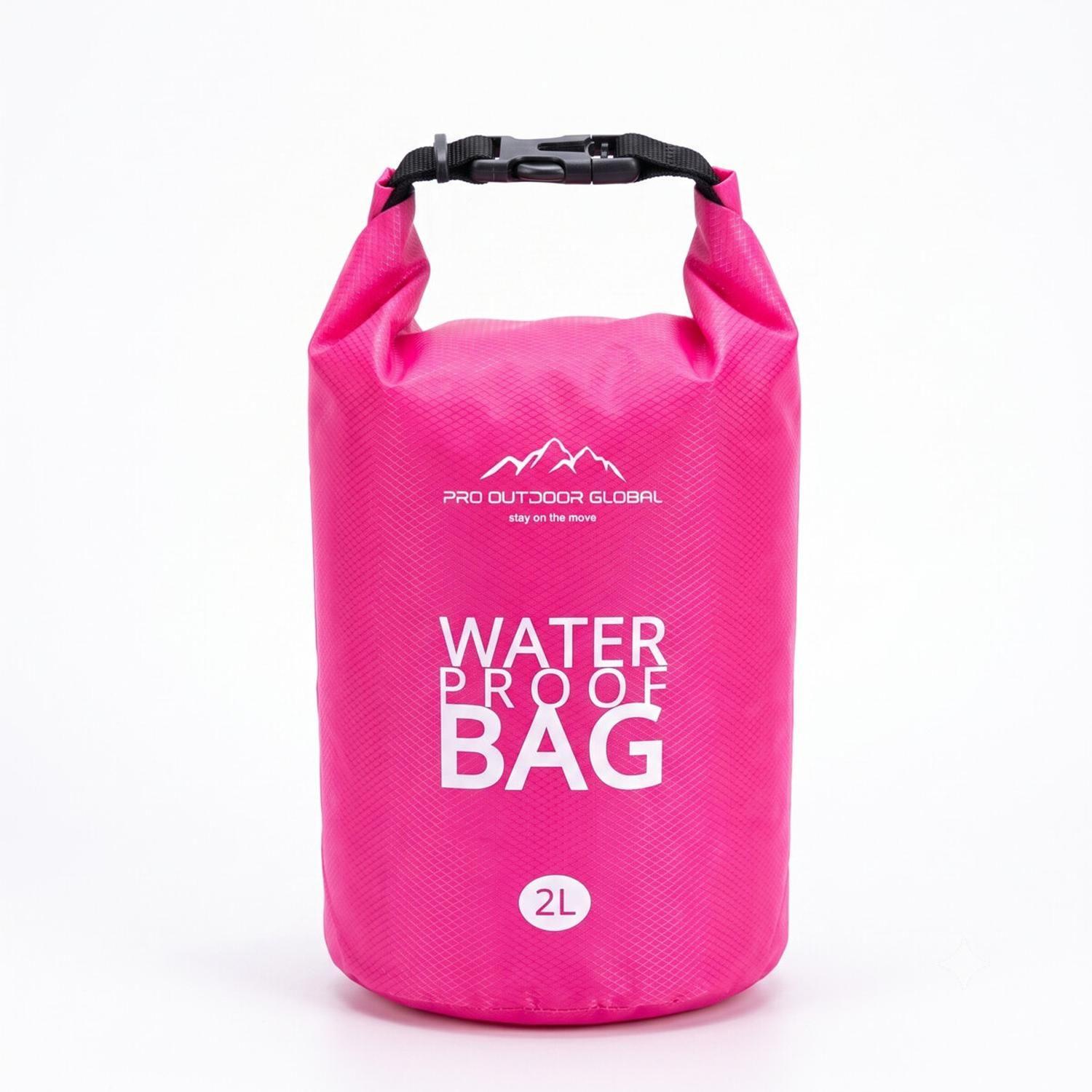 Bolsa Seca Contra Agua Impermeable Flotante Outdoor Camping Kayak 2L Rosada-0
