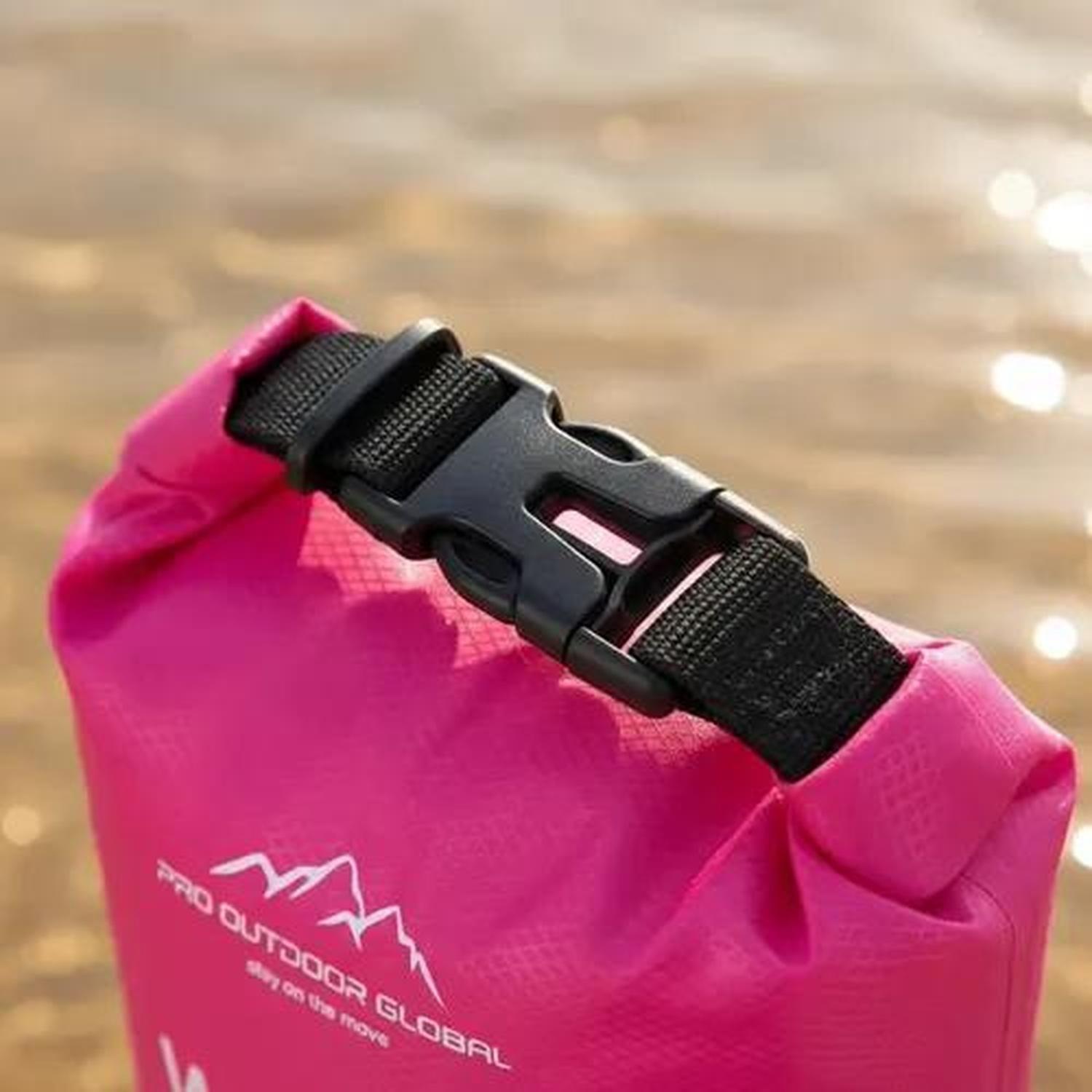 Bolsa Seca Contra Agua Impermeable Flotante Outdoor Camping Kayak 2L Rosada-3