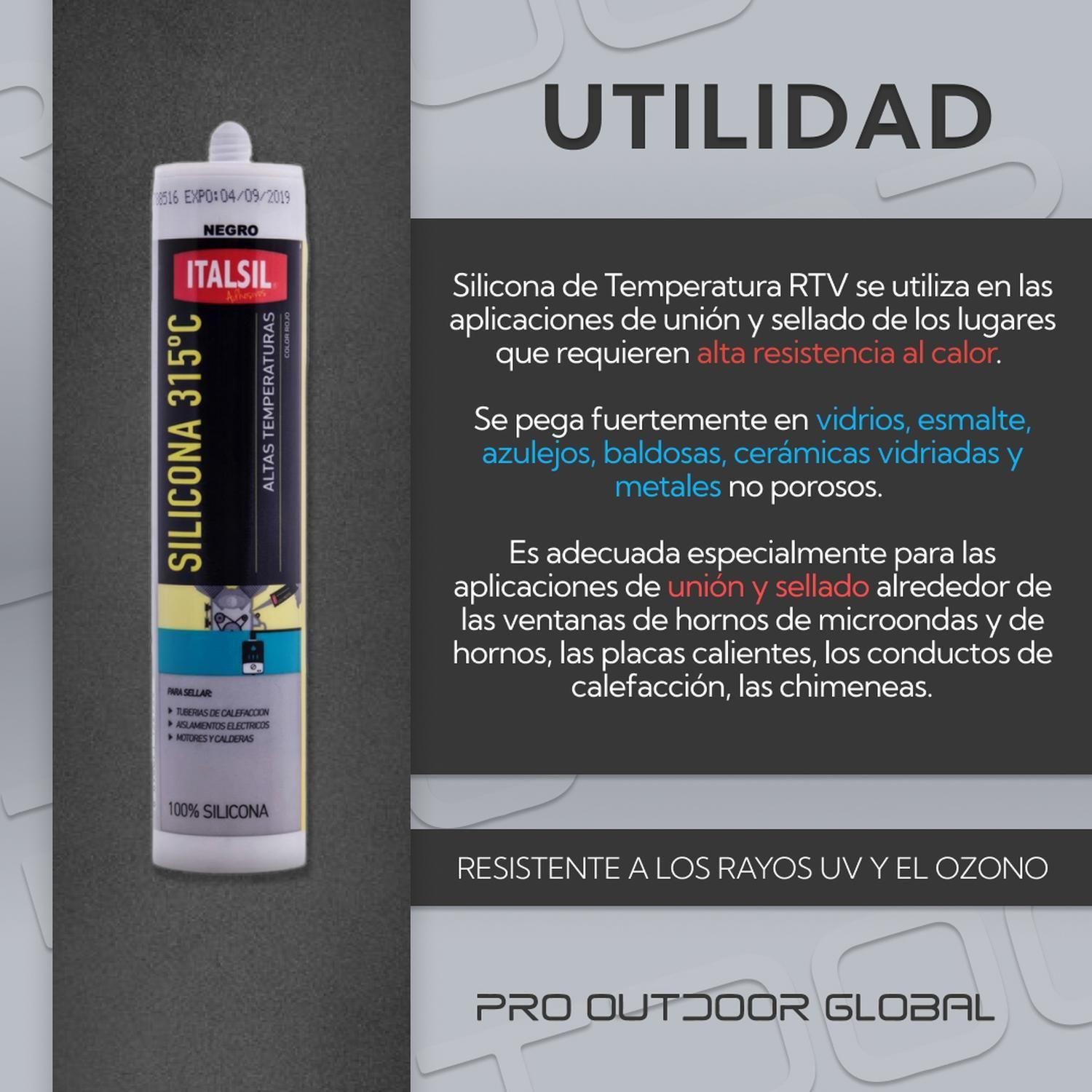 Caja 24 Unidades Silicona Alta Temperatura Rtv Color Negro ITALSIL-3