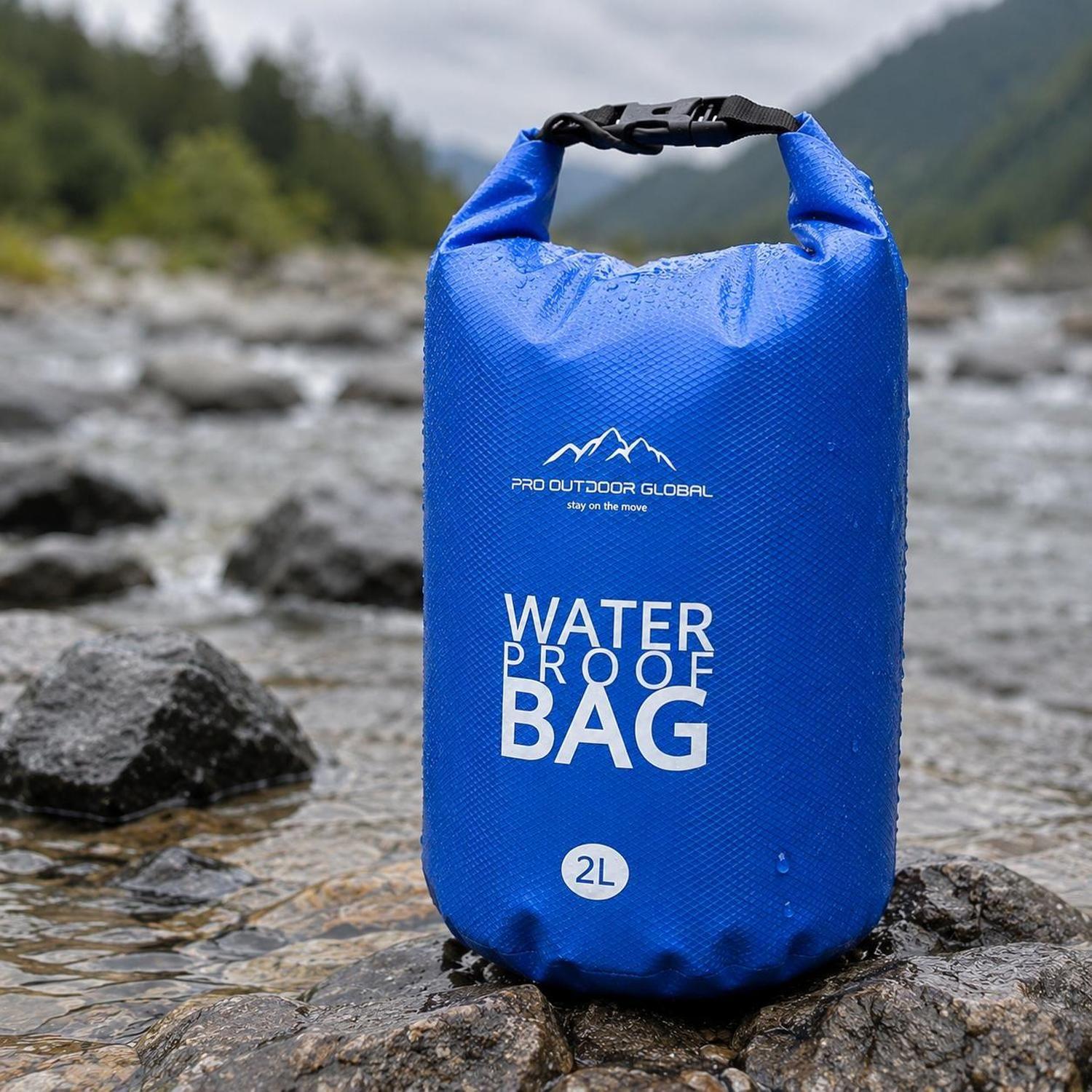 Bolsa Seca Contra Agua Impermeable Flotante Outdoor Camping Kayak 2L Azul-2