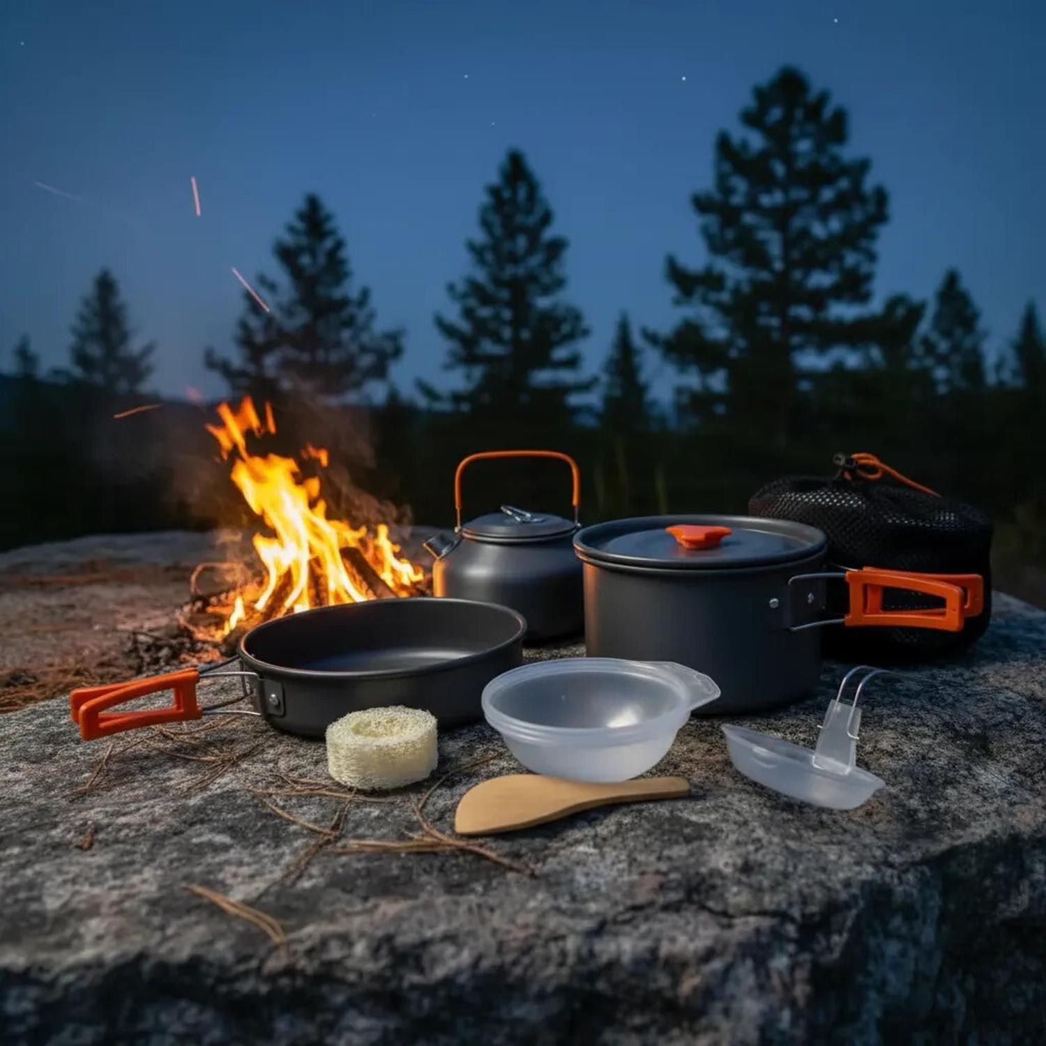 Set Ollas Camping 7 Piezas Aluminio Cocina Portátil-3