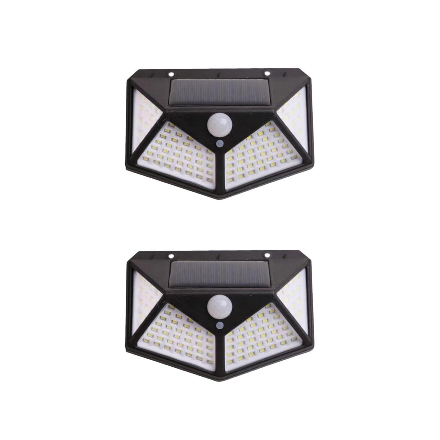2 Aplique Triangular 100 Led Solar Contra Agua-0