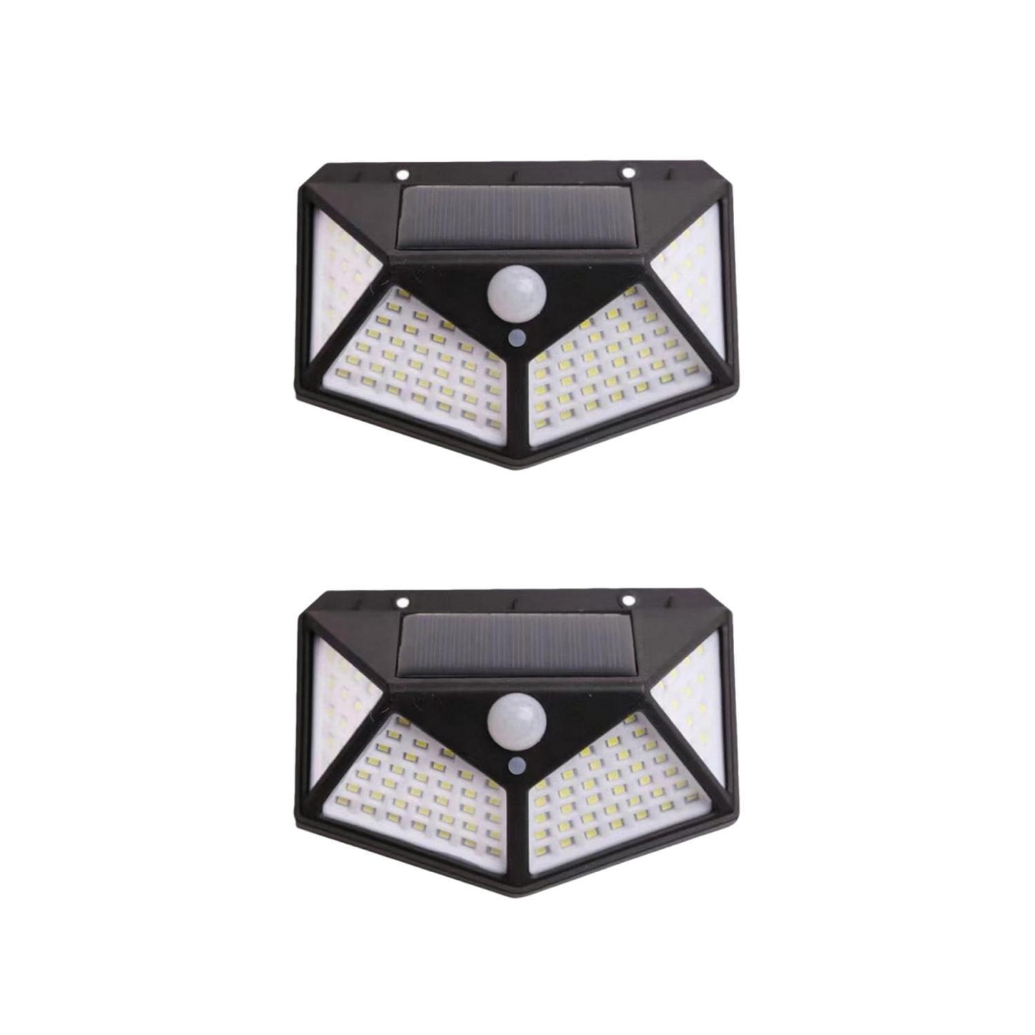 2 Aplique Triangular 100 Led Solar Contra Agua-0