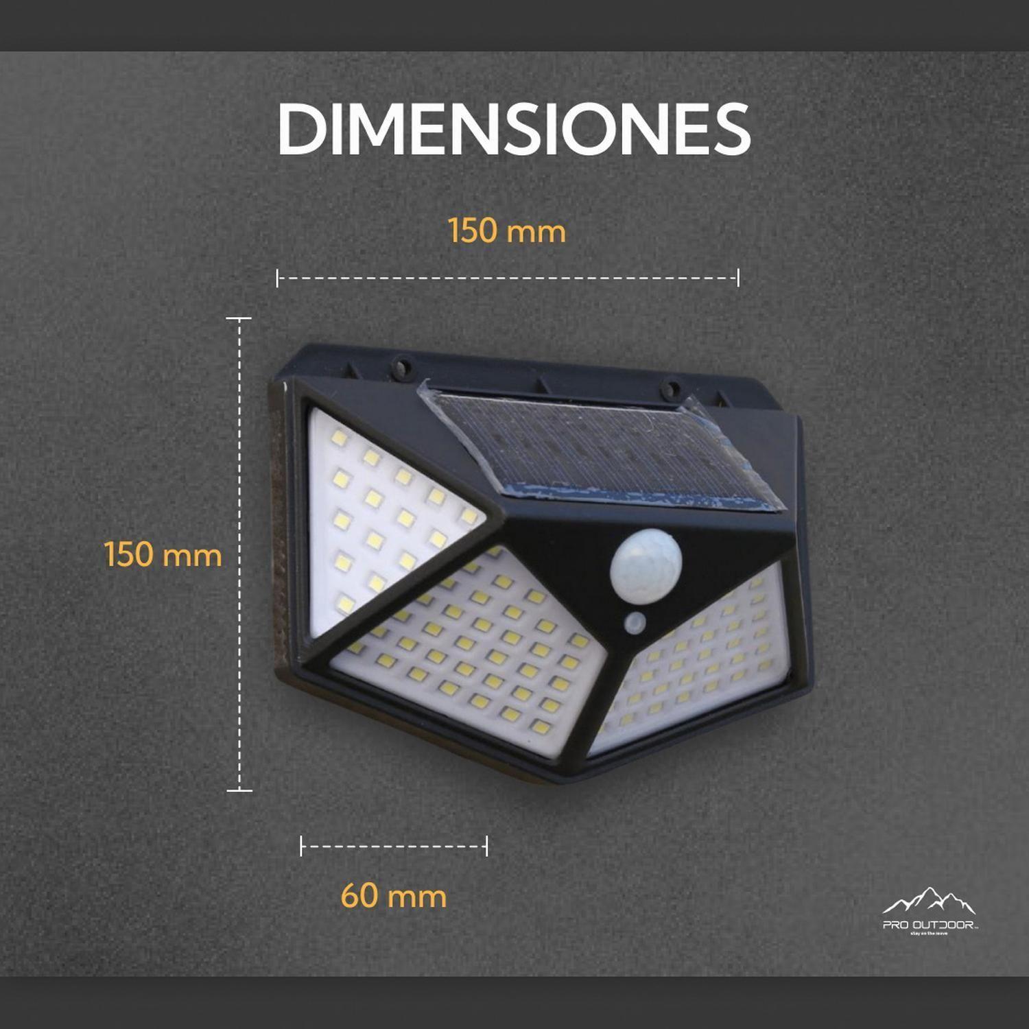 2 Aplique Triangular 100 Led Solar Contra Agua-4