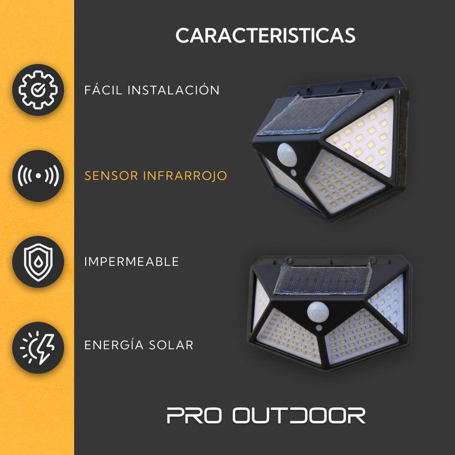2 Aplique Triangular 100 Led Solar Contra Agua-5