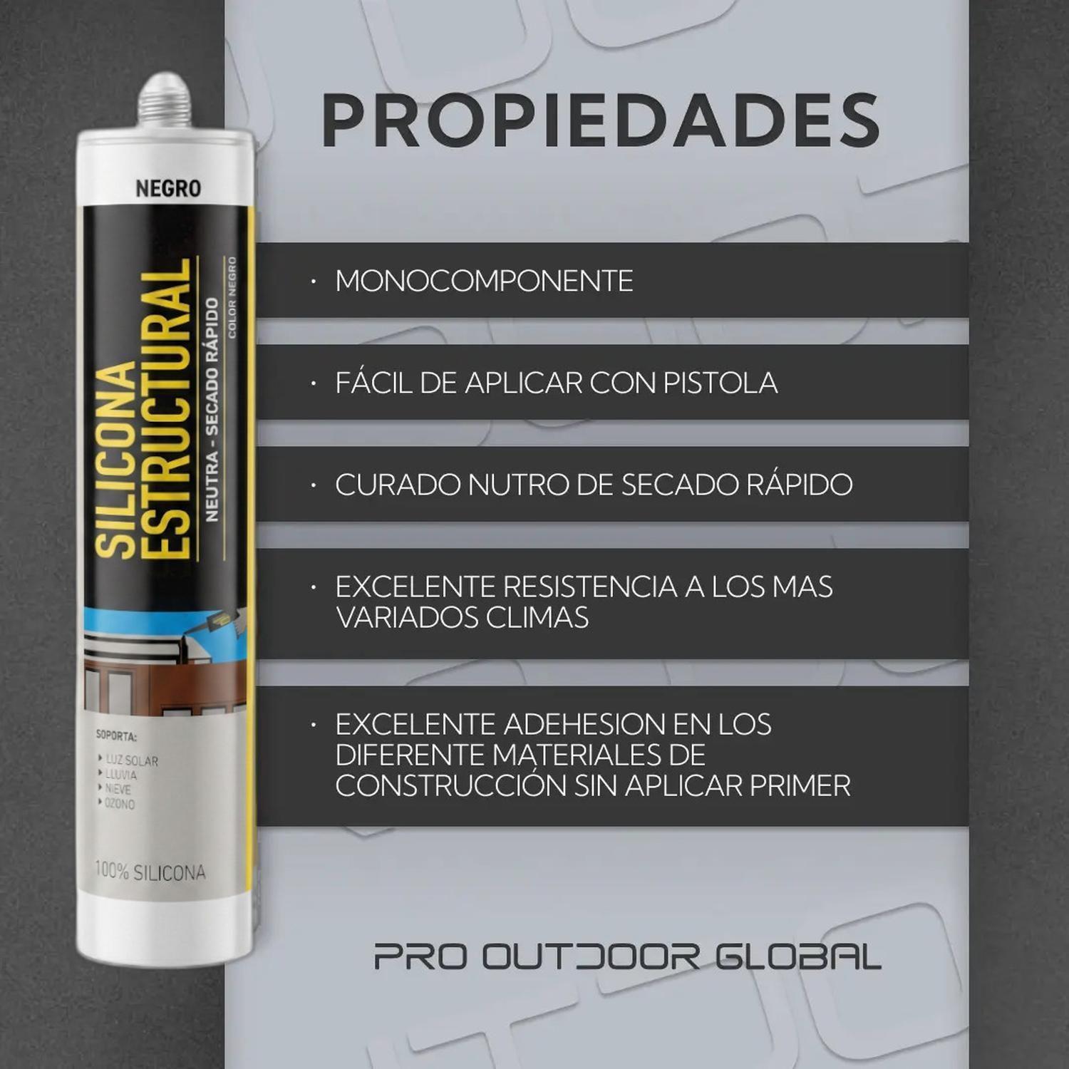 Silicona Estructural Negra Sellador Fachadas Junturas 280ml-2