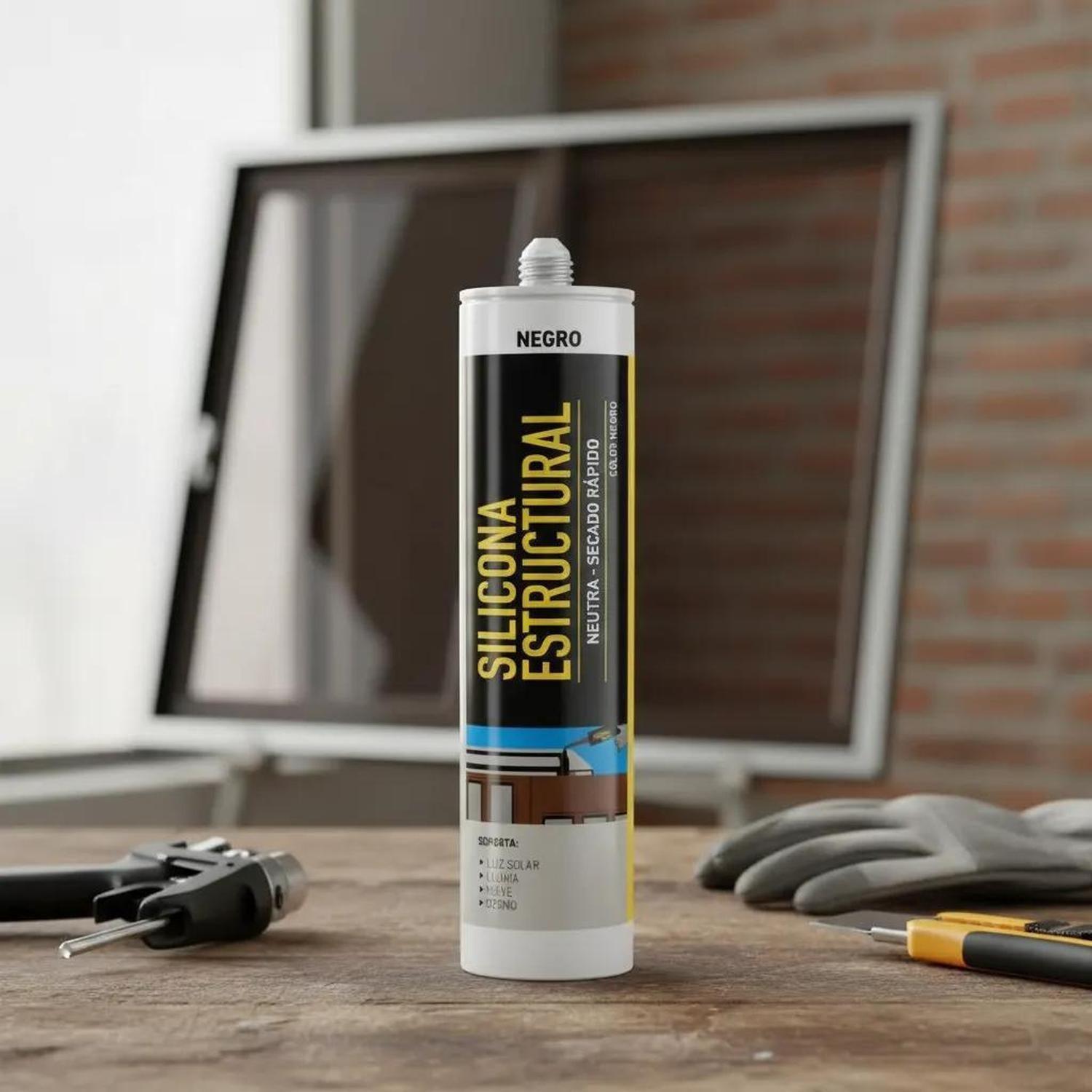 Silicona Estructural Negra Sellador Fachadas Junturas 280ml-4