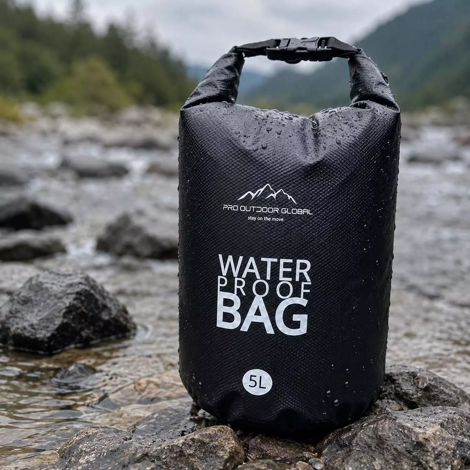 Bolsa Seca Contra Agua Impermeable Flotante Outdoor Camping Kayak 5L Negra-3
