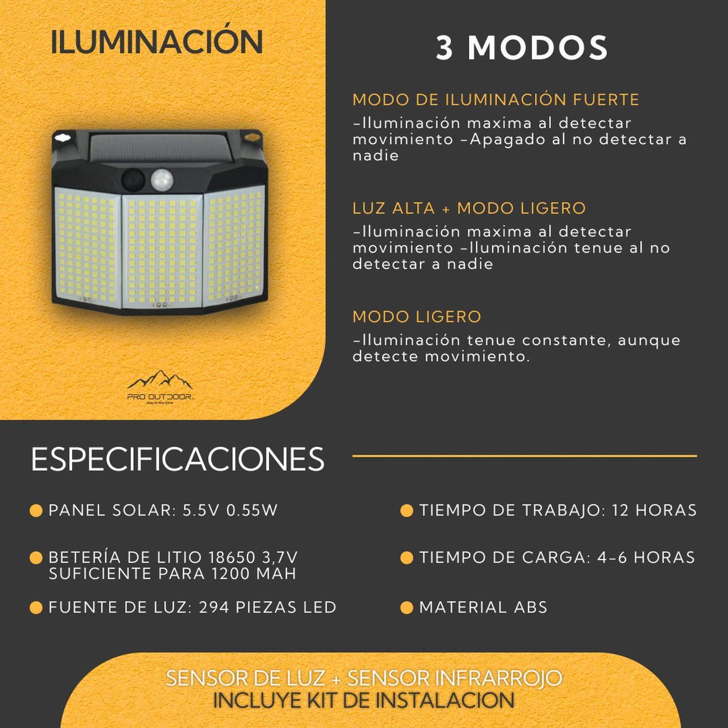 Pack 4 Aplique 294 Led Solar Contra Agua-3