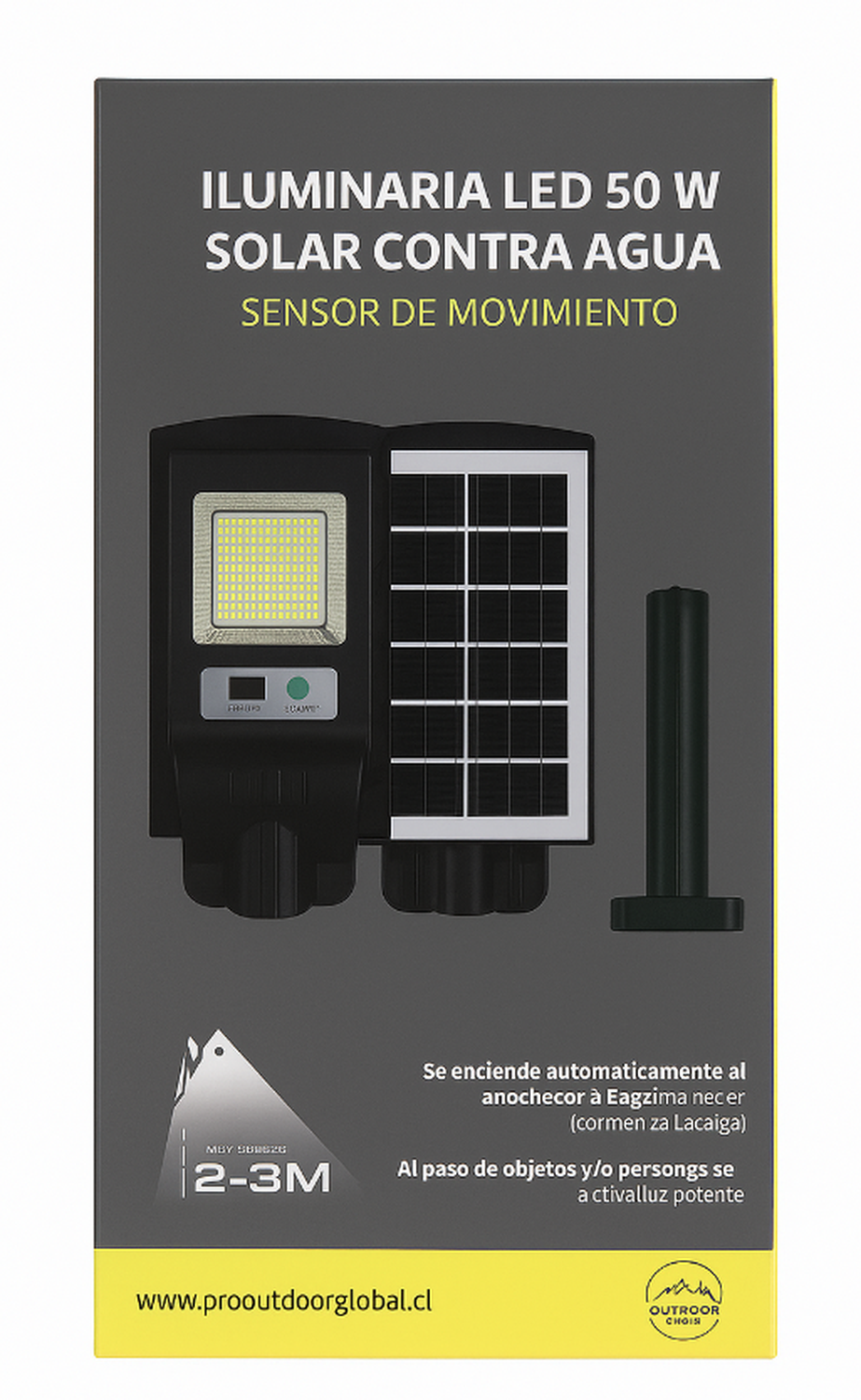 Pack 2 Luminaria Led 50 W Solar Contra Agua-4