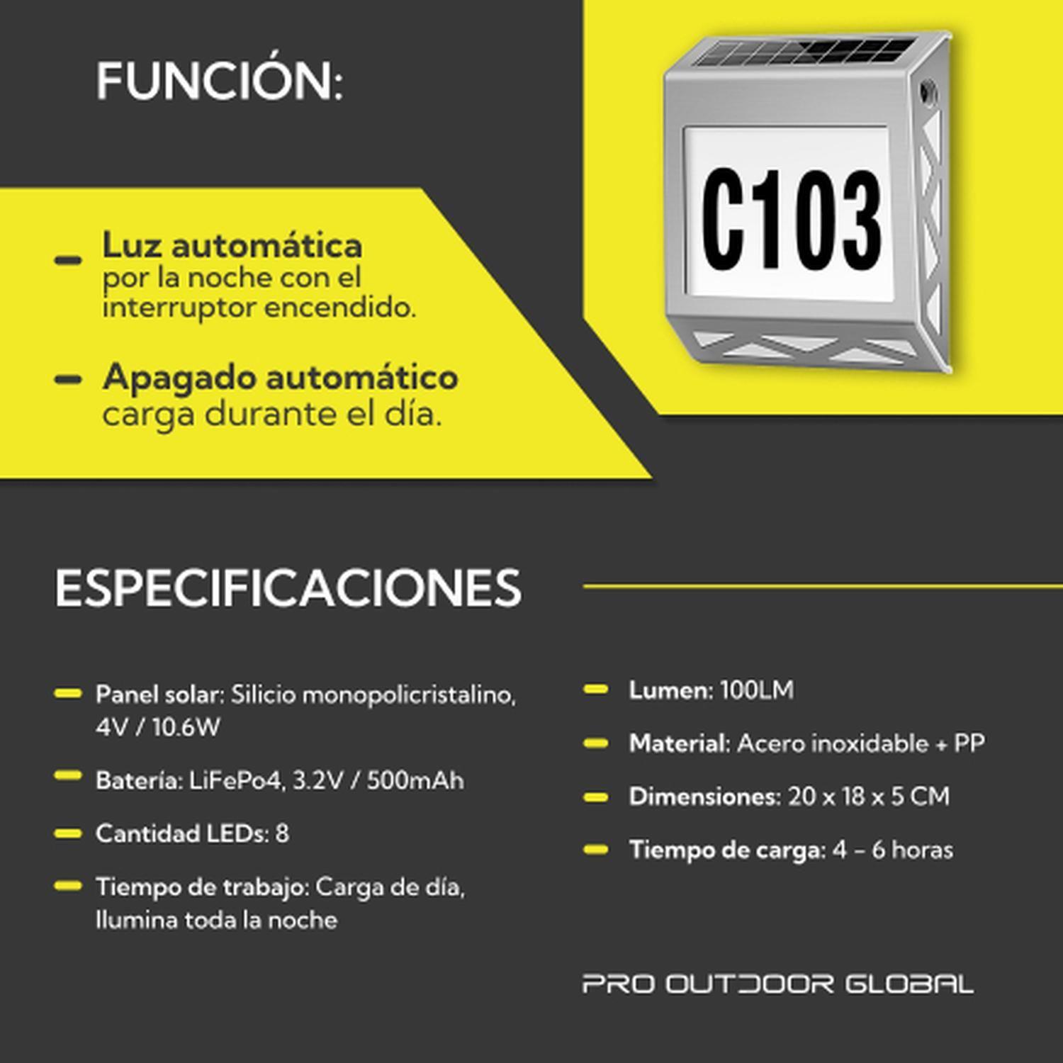 Aplique Solar Contra Agua Con Numeros De Casa-5