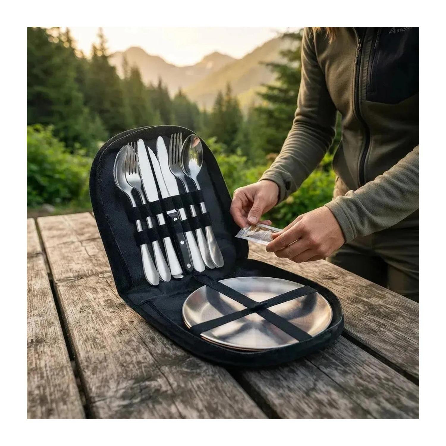 Set Ollas Camping 10 Piezas + Set Picnic Cubiertos 10 Piezas-9