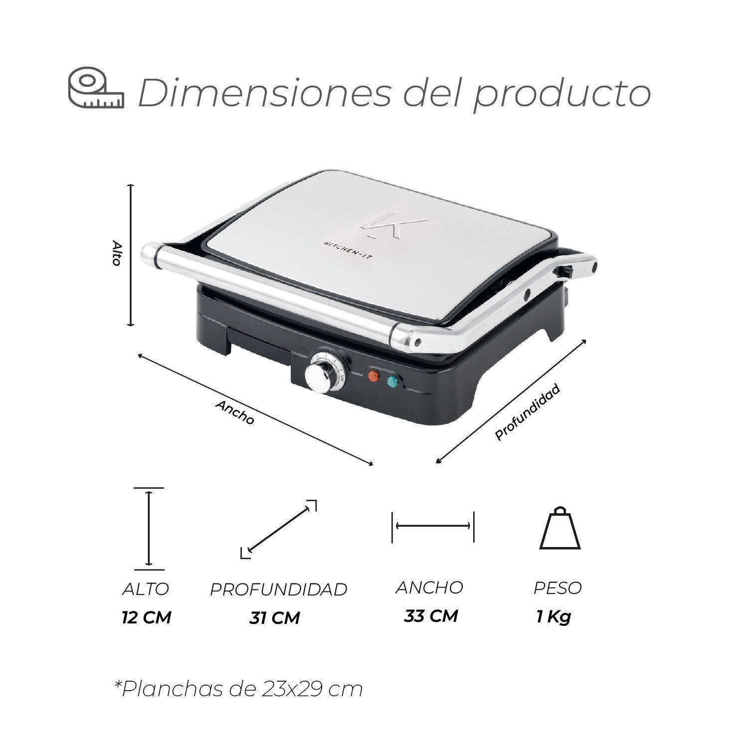 Plancha Panini Pro Max XL Kitchen-it  Superficie Plana-6