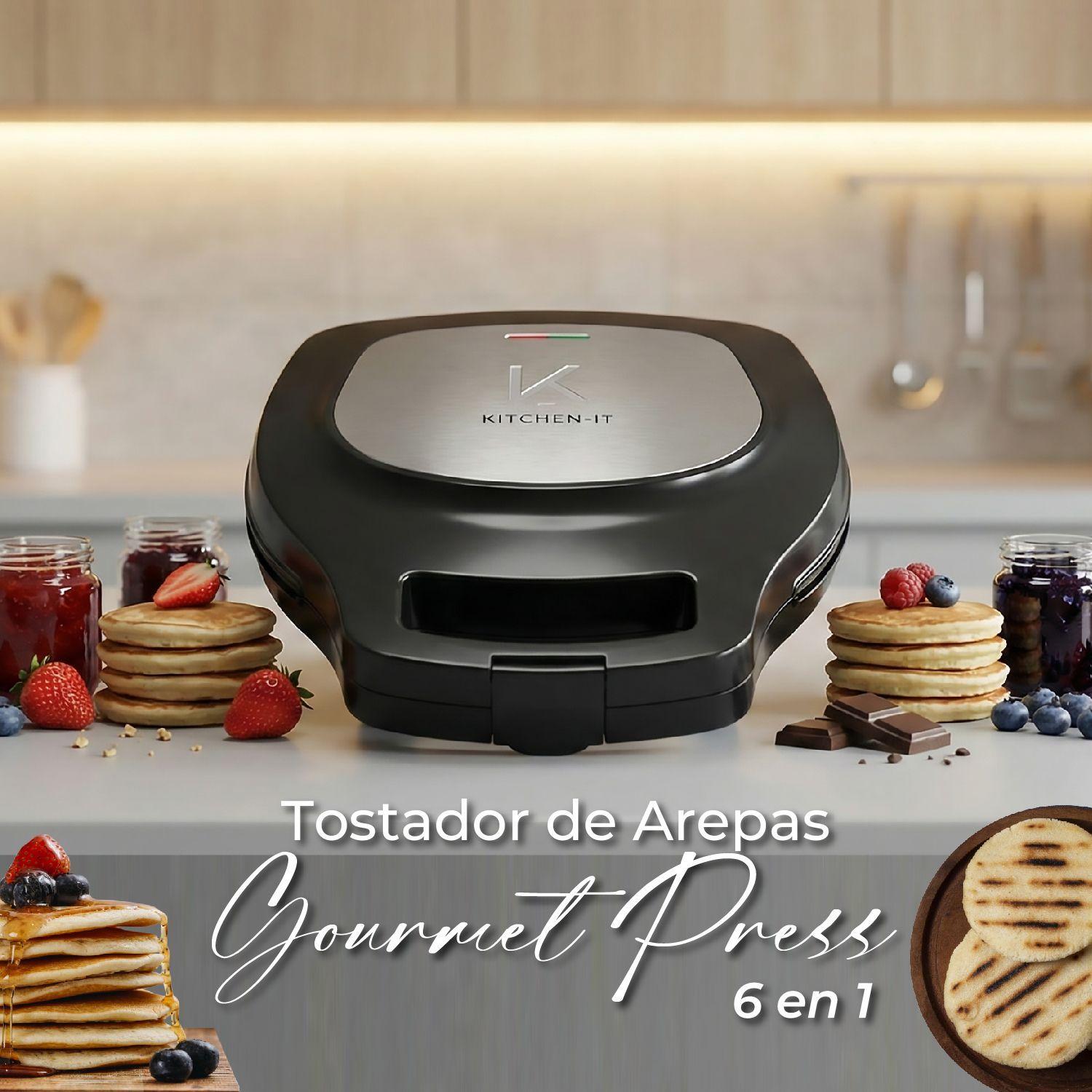 M quina de Arepas y Panqueques Antiadherente Gourmet Press 6 en 1-2