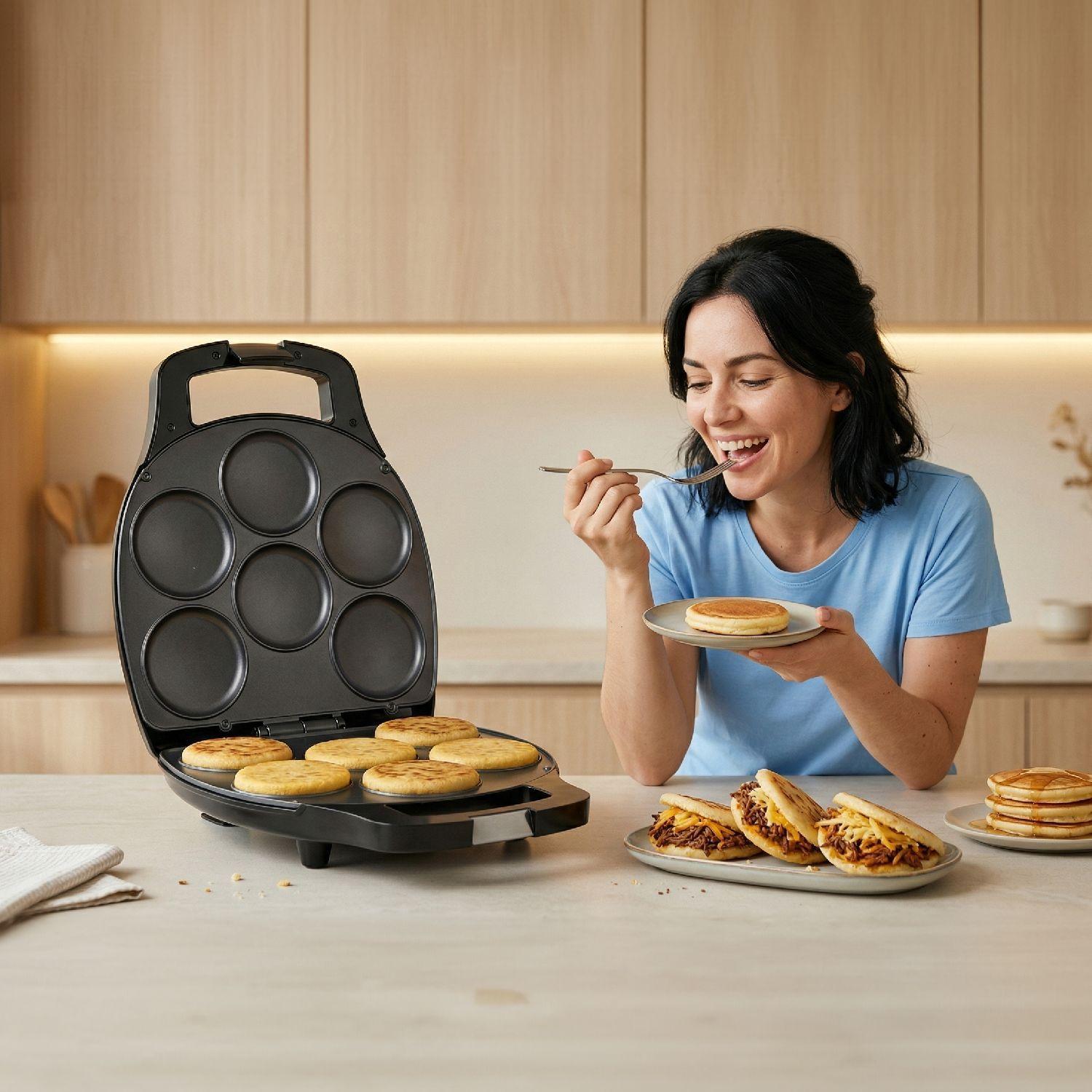 Máquina de Arepas y Panqueques Antiadherente Gourmet Press 6 en 1-5