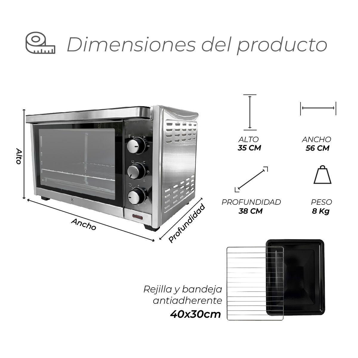 Horno Eléctrico Silver Series 45L Kitchen-It-5