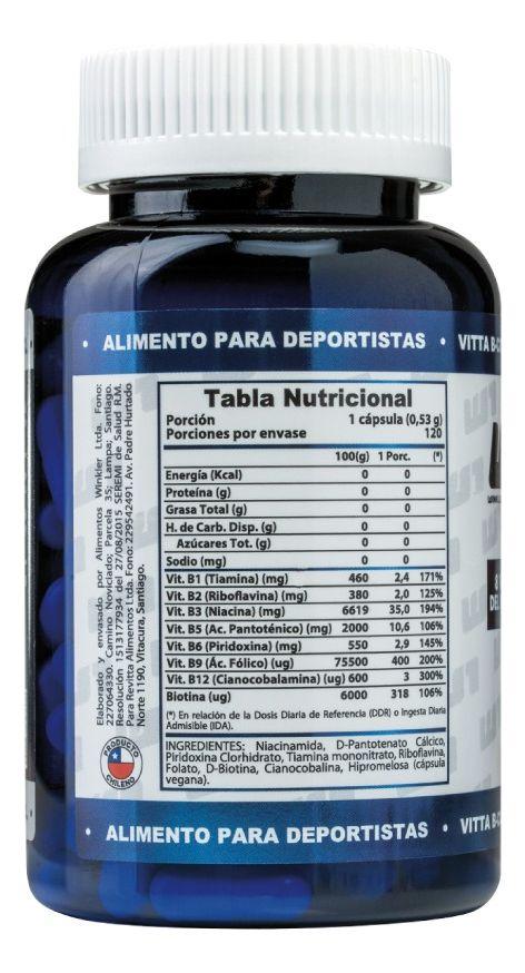 Complejo B B1-b2-b3-b5-b6-b7(biotina)-b9-b12 120caps 4 Meses-6
