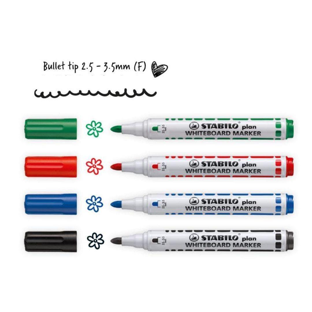 Set 4 Marcadores de Pizarra Punta Bala Stabilo Plan-2