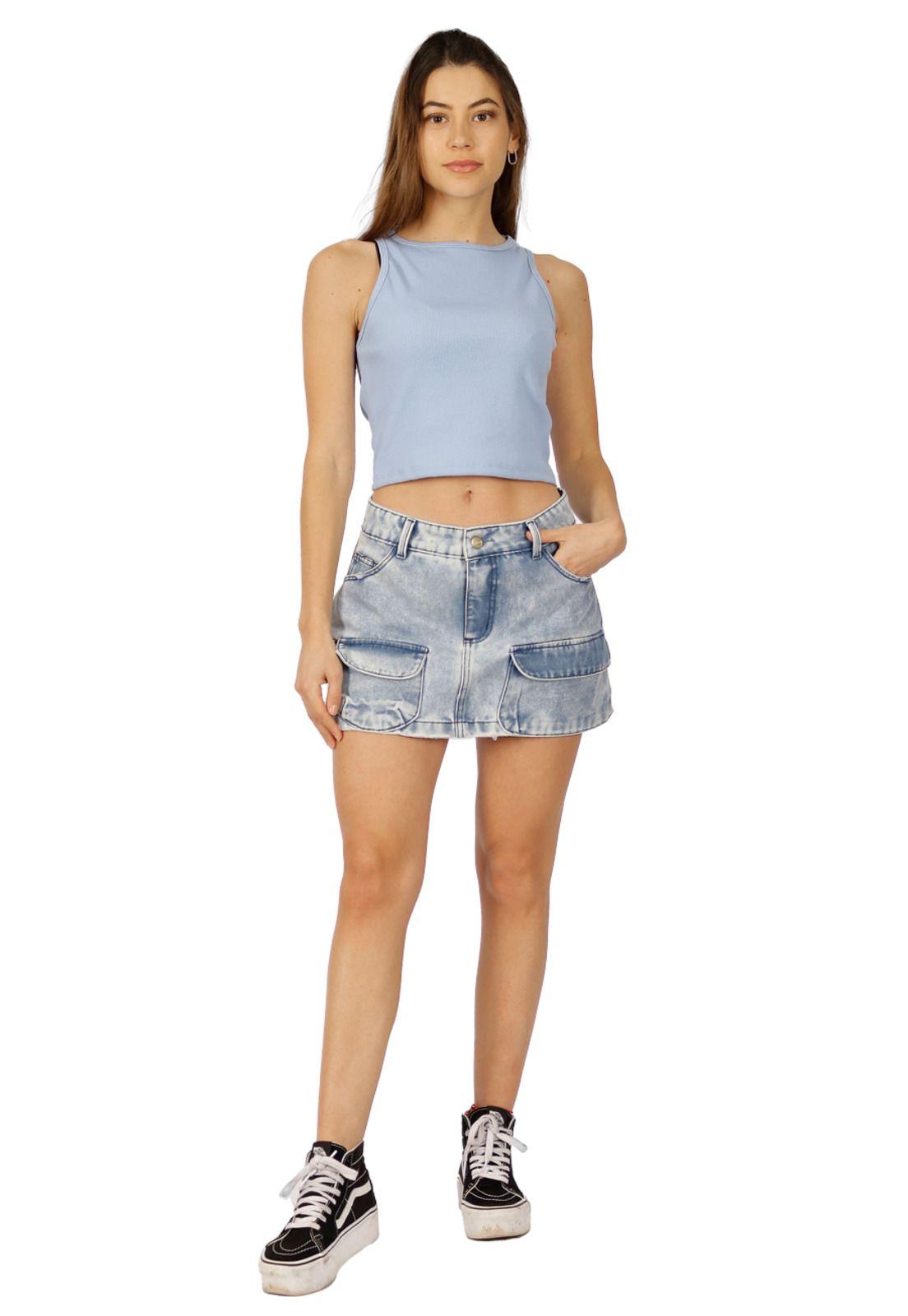 Falda Caterina I Cargo Celeste Divino Jeans-0