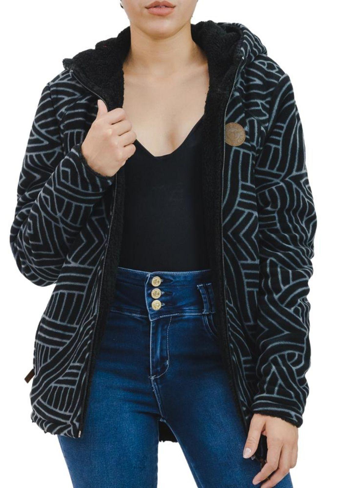 Polerón Merida reversible Negro/Print Gris Divino Jeans-0