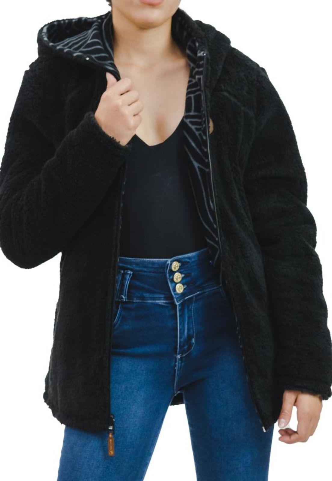 Polerón Merida reversible Negro/Print Gris Divino Jeans-1