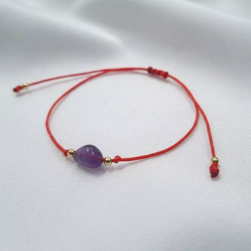 Pulsera Hilo Rojo Piedra Amatista-2