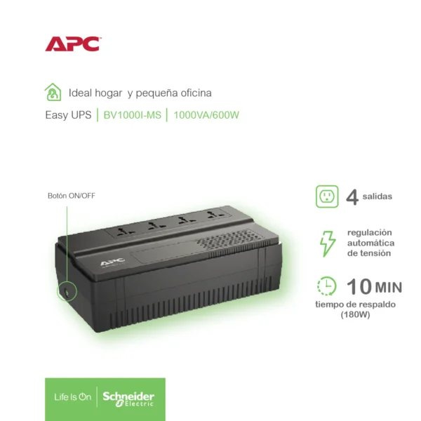 Apc Easy Ups Bv1000i-ms 1000va Entrada Y Salida De 230v Negro-3