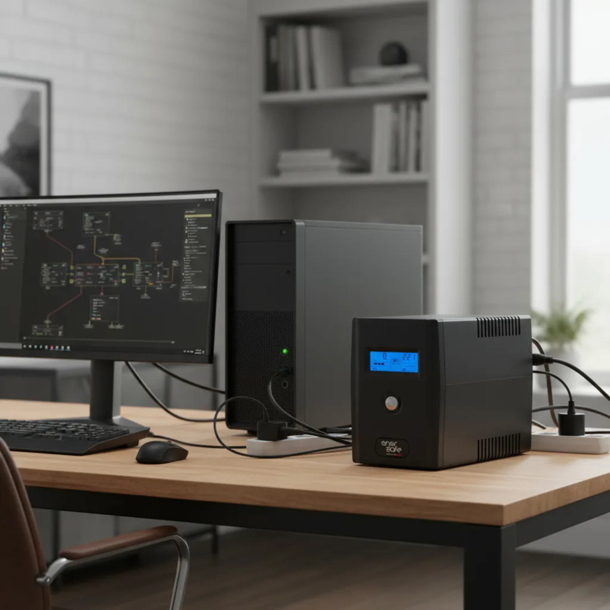 Ups Interactiva Enersafe 1000va/1000 Watts Monofásico Gris Oscuro-2