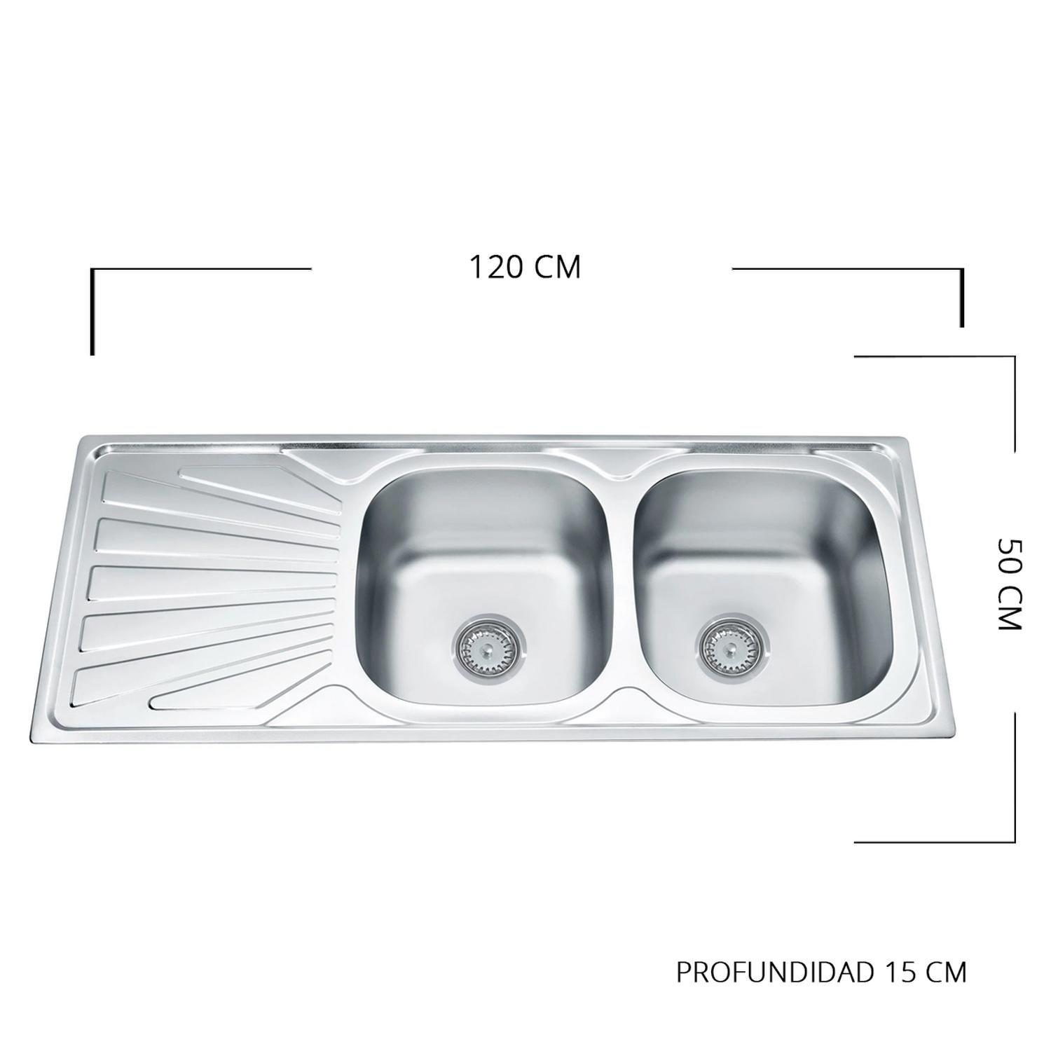 Lavaplatos Empotrado Doble 120x50 Izquierdo Accesorios-3
