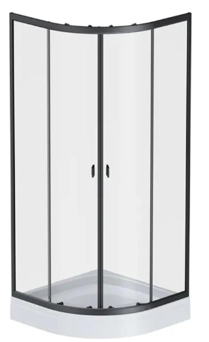 Shower Ducha Y Receptaculo 80x80cm Curvo Transparente Negro-0
