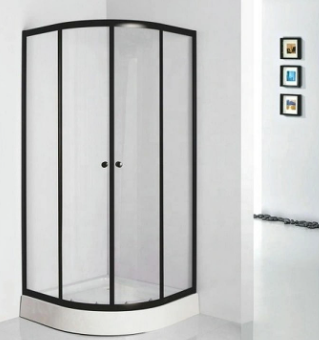 Shower Ducha Y Receptaculo 80x80cm Curvo Transparente Negro-1