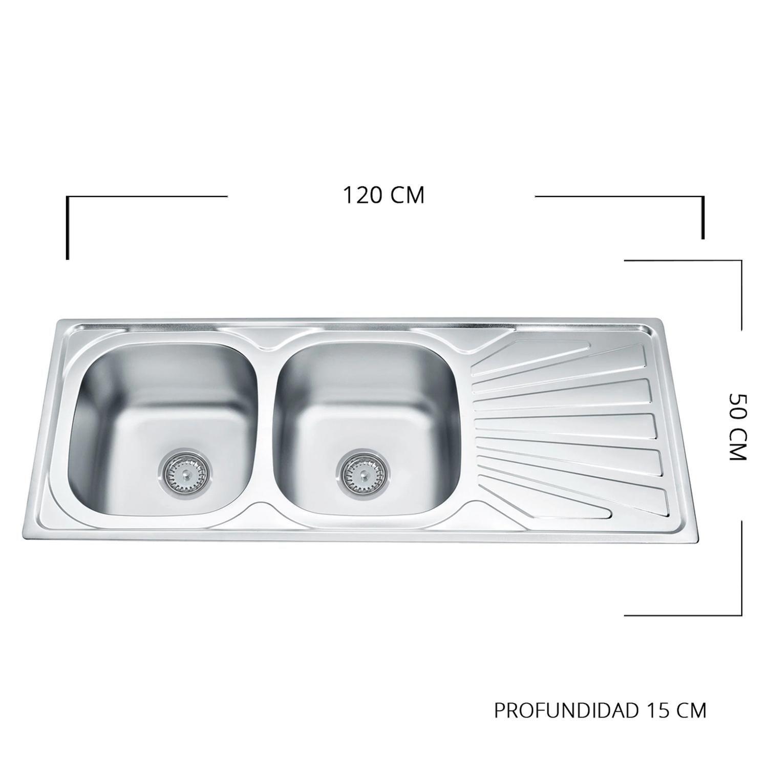 Lavaplatos Empotrado Doble 120x50 Derecho Accesorios-3