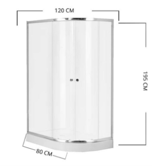 Shower Door Receptaculo 80x120 Curvo Izquierdo Transparente-1
