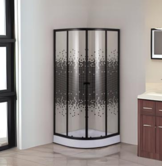 Shower Door 90x90x195 cm Curvo Mosaico Negro-0