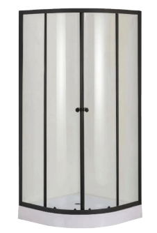 Shower Door Receptaculo 90x90 Curvo Transparente Negro-0