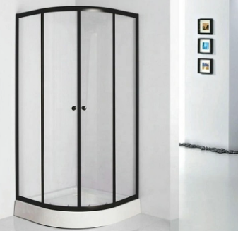 Shower Door Receptaculo 90x90 Curvo Transparente Negro-1