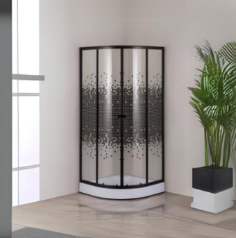 Shower Door Receptaculo 80x80 Curvo Mosaico Negro-0