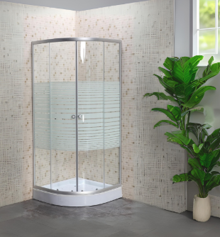 Shower Door Y Receptaculo 90x90 Curvo Transparente Lineas-1