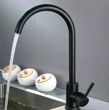 Llave Monomando Lavaplatos Vertical Inox Negro-1