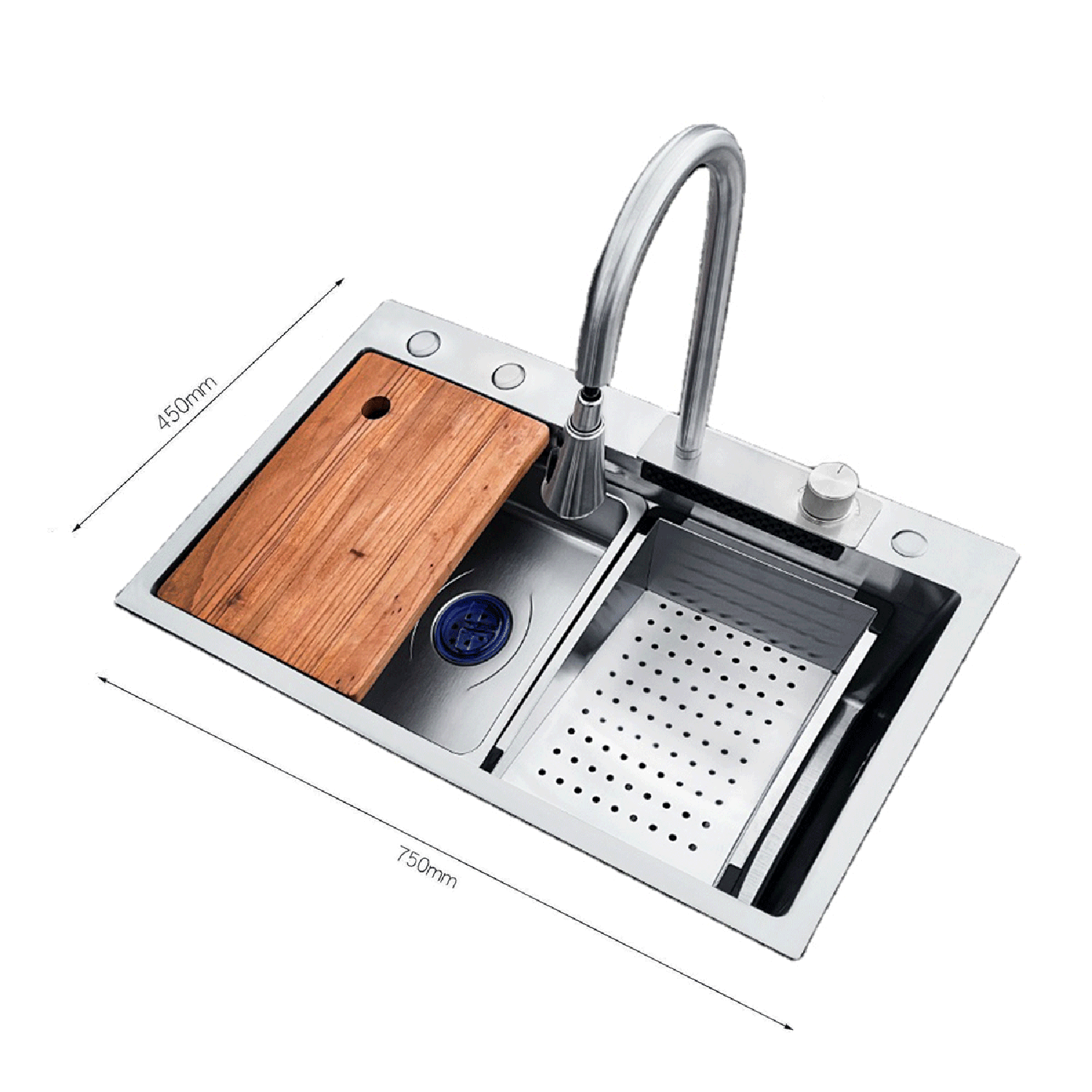 Lavaplatos Multifuncional Cascada Accesorios 75x45 Dante-2