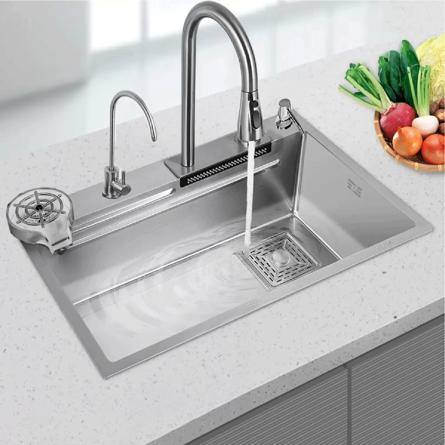 Lavaplatos Multifuncional Cascada Accesorios 75x45 Dante-3