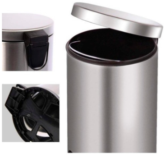 Basurero Papelero Pedal 20 L Acero Inoxidable-0