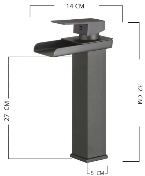 Llave Monomando Lavamanos Lavatorio Alta Cascada Negro-0