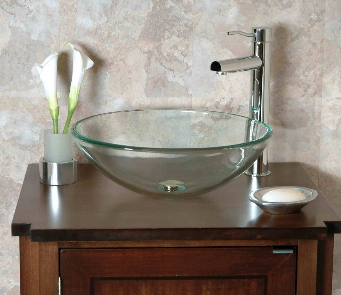 Bowl Cristal Lavatorio Transparente Sobreponer 41.5 Cm-3